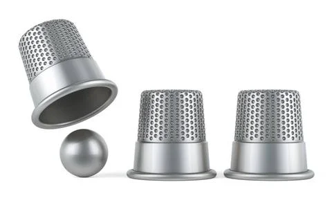 The shell game, thimblerig, thimble game. 3D rendering The shell game, thi... Stock Photos