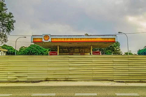 Shell gas stations have been closed and are not operating Stock Photos