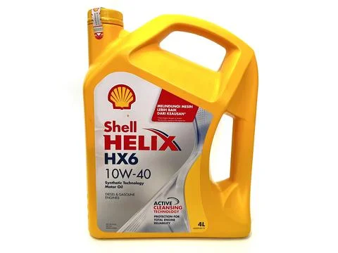 Shell Helix HX6 Motor Engine Oil isolated on white background Stock Photos