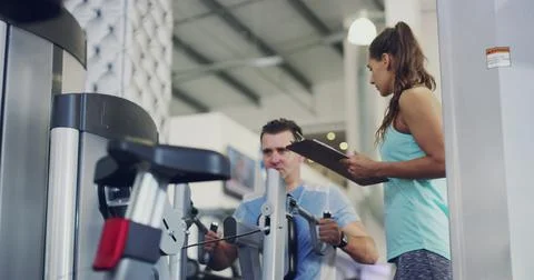 She'll help him to get in shape Stock Photos