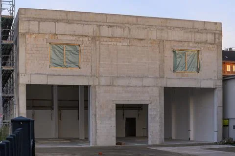 The shell of a house looks like a face Stock Photos
