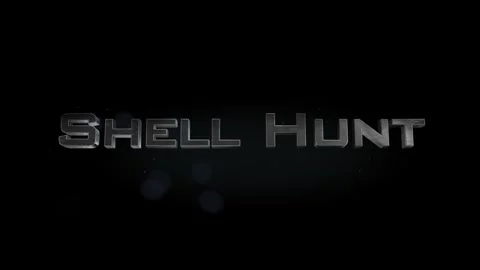 Shell Hunt title 3D metal text on black alpha channel background Stock Footage 301266370