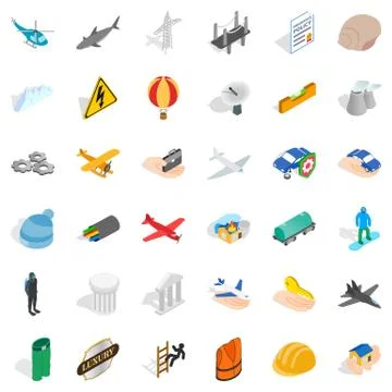 Shell icons set, isometric style Stock Illustration