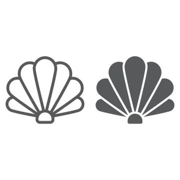 Shell line and glyph icon, ocean and beach, seashell sign vector graphics, a Stock Illustration