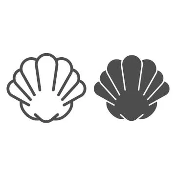 Shell line and solid icon, marine life concept, shellfish shell sign on white Stock Illustration