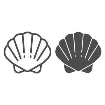 Shell line and solid icon, ocean concept, shellfish shell sign on white Stock Illustration