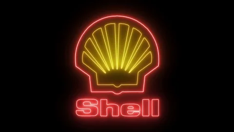 Shell Logo With Neon Lights Stock Footage 112055173