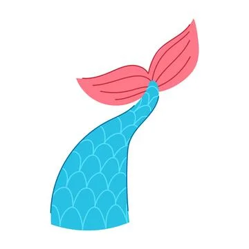 Shell mermaid tail cartoon vector illustration Stock Illustration