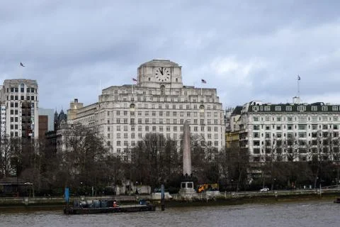 Shell Mex Building Across River Thames Stock Photos