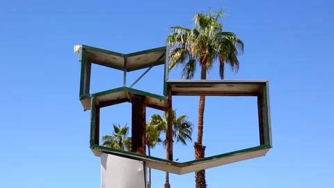 Shell Of Mid Century Modern Sign Pan Left Stock Footage 스톡 동영상 130558071