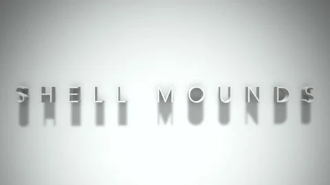 Shell mounds 3D title animation white text on a white background Stock Footage 299644870