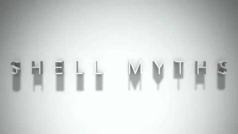 Shell Myths 3D title animation with shadows on a white background Stock Footage 296610314