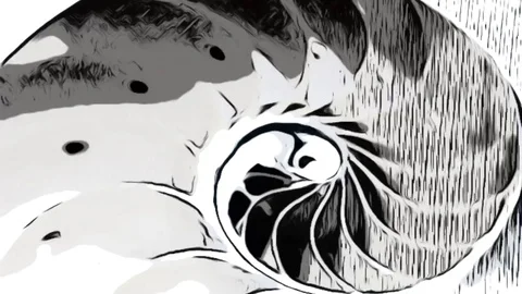 Shell nautilus shell Fibonacci comic book style animation footage - stock, video Vídeos de archivo 114819733