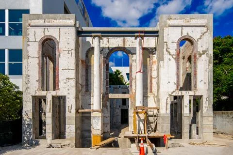 Shell of an old building preserved for future construction Stock Photos