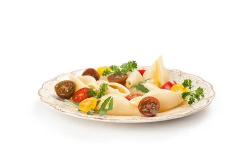Shell pasta vith vegetables Stock Photos