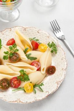 Shell pasta vith vegetables Stock Photos