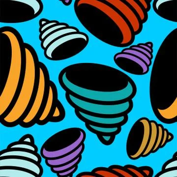 Shell pattern seamless. Underwater world fauna Vector background Illustrazione stock