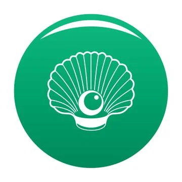 Shell with pearl icon vector green Stock Illustration
