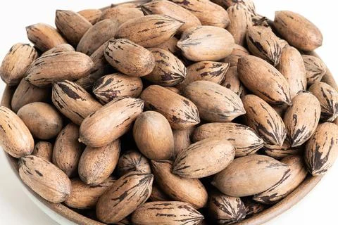 In-shell Pecan Nuts On Bowl Stock Photos