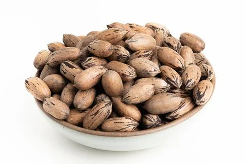 In-shell Pecan Nuts On Bowl Stock Photos