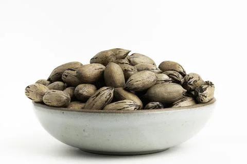 In-shell Pecan Nuts On Bowl Stock Photos