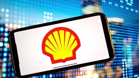 Shell plc logo displayed on mobile phone Stock Footage 260346188