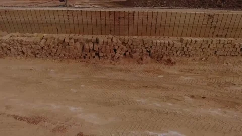 Shell quarry quarry. Cutting a seashell into blocks right away in quarry. Stock Footage 239262795