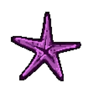 Shell sea star pixel art vector illustration Stock Illustration
