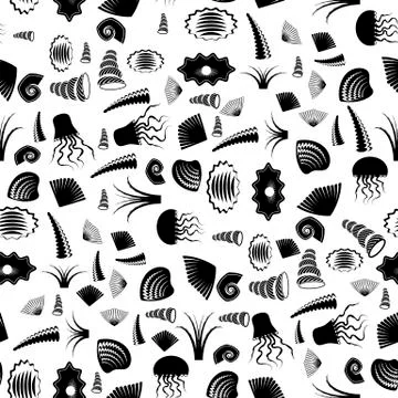 Shell Seamless Pattern. Jellyfish Background Stock Illustration