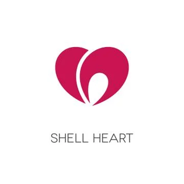 Shell Shaped Heart Logo Stock Illustration
