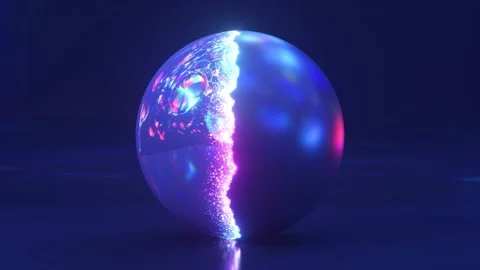 The shell of the sphere disappears and a crystal rainbow ball appears Stock Footage 230079867