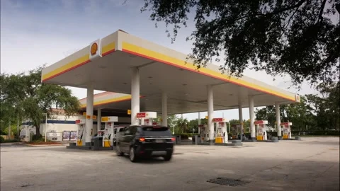 Shell Station Time-Lapse Morning Stock Footage 281269633