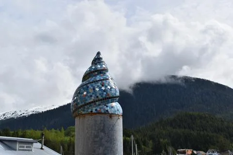 Shell Statue on a dock Stock Photos