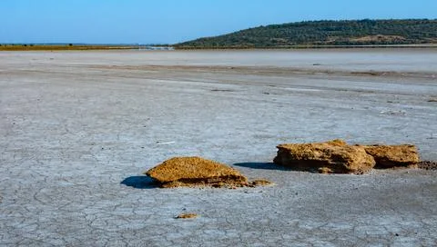 Shell stones in the valley of the drying up hyperhaline Kuyalnik estuary, O.. Stock Photos