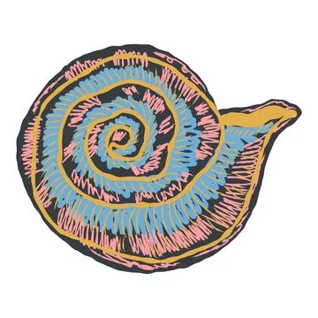 Shell in stylized technique. Marine world, shell texture, pencil marker strok イラスト素材