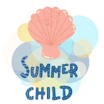 Shell summer child poster Stock Illustration