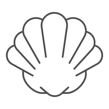 Shell thin line icon, marine life concept, shellfish shell sign on white Illustrazione stock
