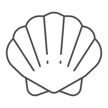 Shell thin line icon, ocean concept, shellfish shell sign on white background Stock Illustration