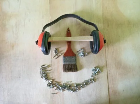 Shell-type ear protectors widely used in Brazilian factories Stock Photos