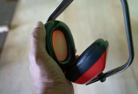 Shell-type ear protectors widely used in Brazilian factories Stock Photos