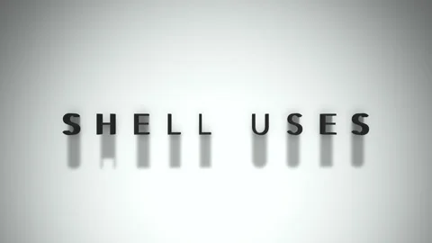 Shell uses dynamic title matte black writing placed on a white backdrop Stock Footage 301837097