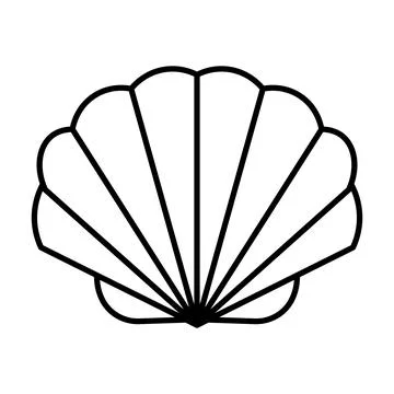 Shell vector icon logo illustration. Scallop shellfish pearl logo line icon sea Stock Illustration
