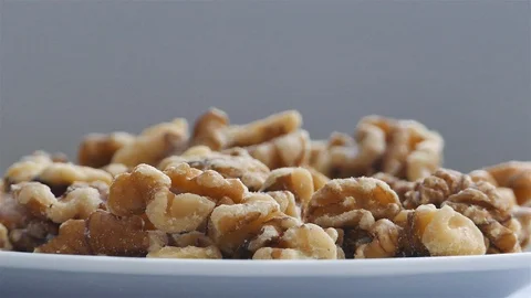 Shelled Walnuts Rotating Close Up Side View Stock Footage 102468503