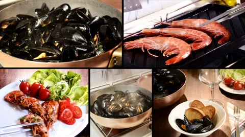 Shellfish, collage Video stock 33723247