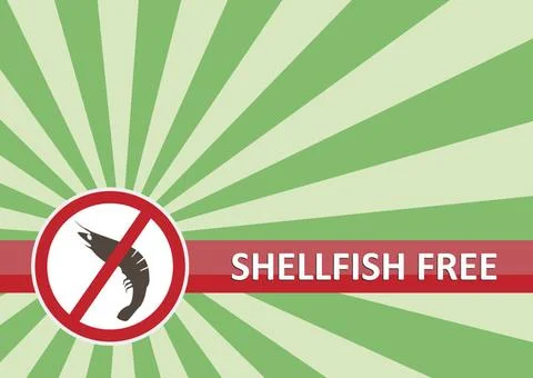 Shellfish Free Banner Shellfish free banner for food allergy concept Copyr... Stock Photos