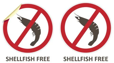 Shellfish Free Icons Shellfish free vector stickers and icons for allergen... Stock Photos
