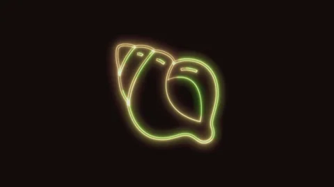 Shellfish Icon Neon Seamless Loop 4K (Black Background) Video stock 310360347