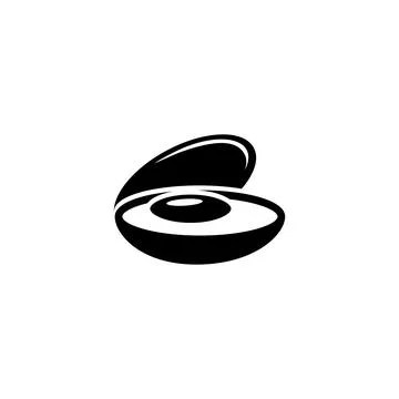 Shellfish, Pearl in Open Shell, Seashell. Flat Vector Icon illustration. Simple Illustrazione stock