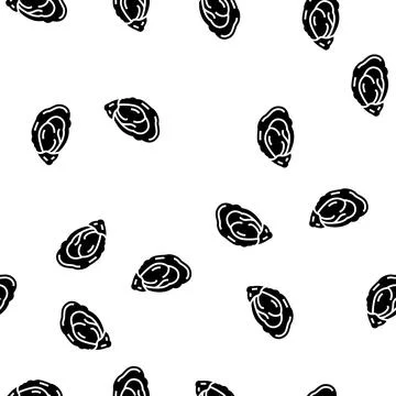 Shellfish seafood glyph seamless pattern Stock Illustration