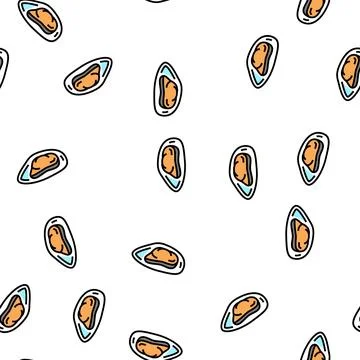 Shellfish seafood vector seamless pattern Illustrazione stock
